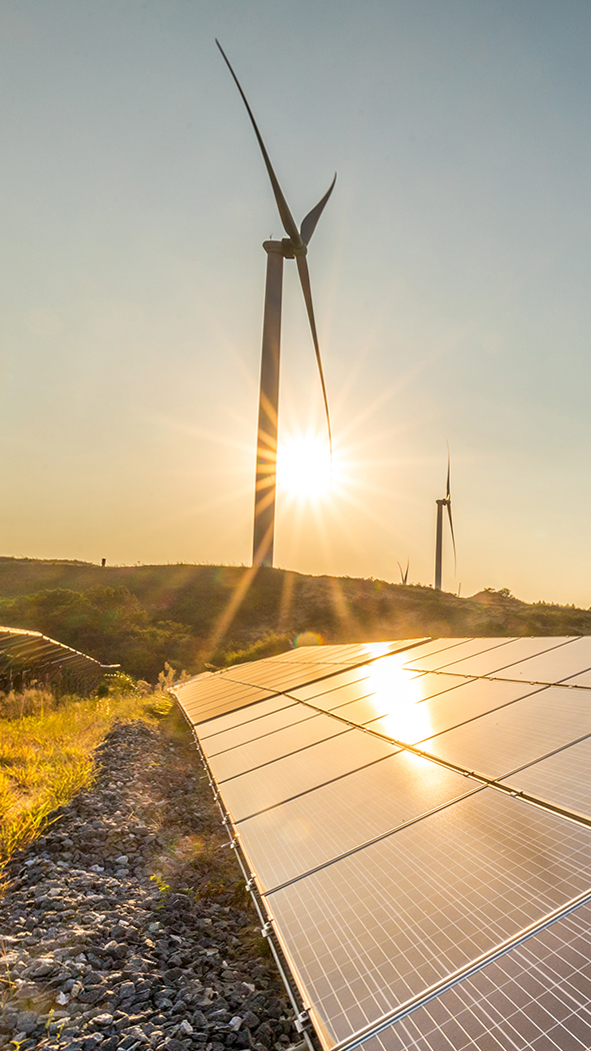 windmills and solar energy panels 