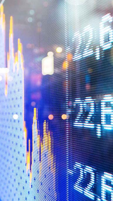 stock market chart on screen