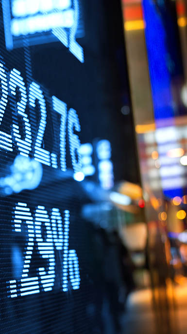 stock market chart on screen