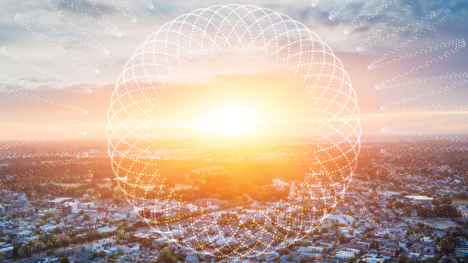 sunset city landscape 
