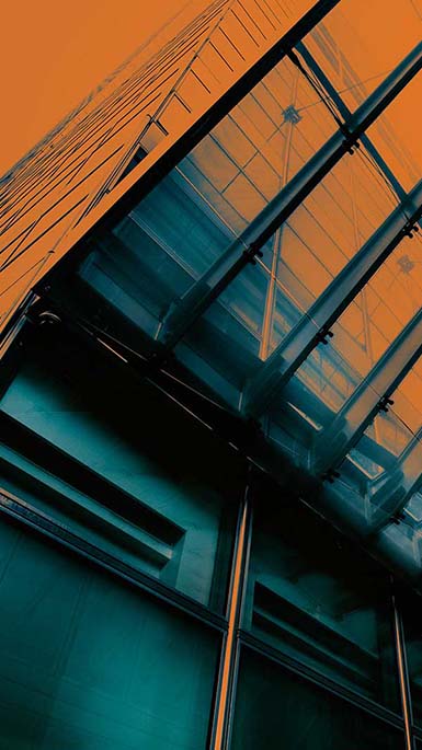 orange windows on building