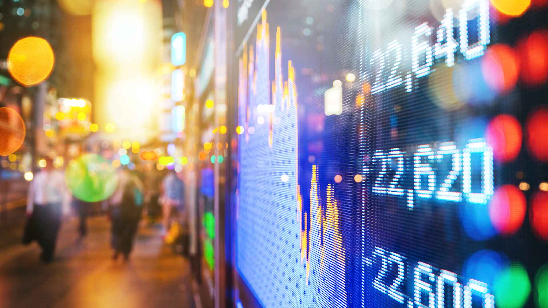 stock market chart on screen
