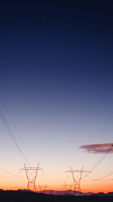 power lines sunset